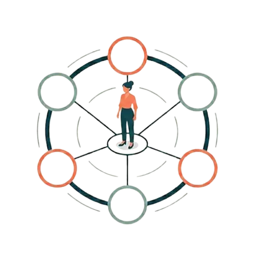 illustration d'une femme dans un schéma circulaire